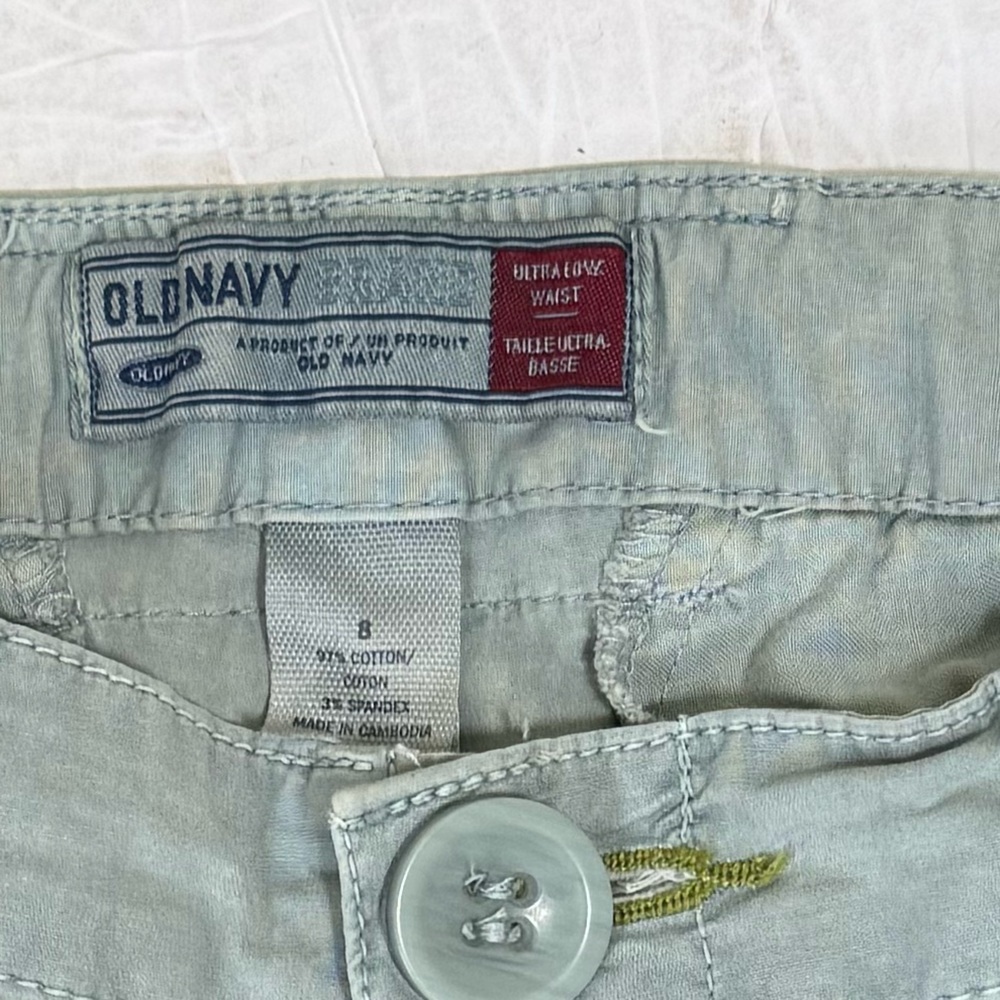 Old Navy Y2K Cargo RollUp Tab 8 Straight Leg Cotton Utility Pant Capri Zip Light - Picture 13 of 16